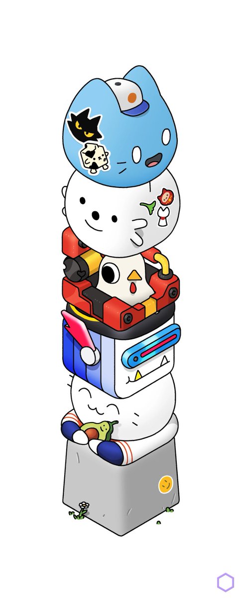 trying my best building a totem with kitty cat blocks