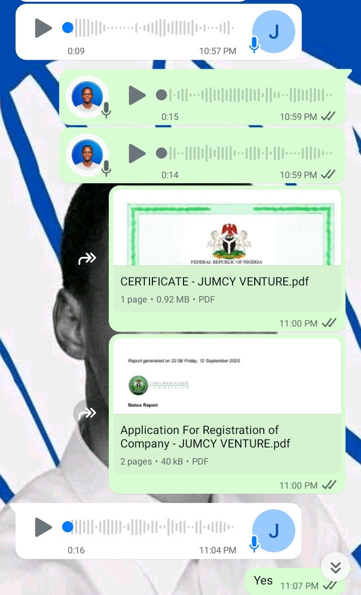 Tolusdesign's tweet image. The best part of my job? When the client confirms: “Yes, I’ve received my certificate.” ✅
That moment of trust delivered 💯
Let’s make your business official the stress-free way.
#ClientTestimonial #CAC #TrustedService #BusinessOwner