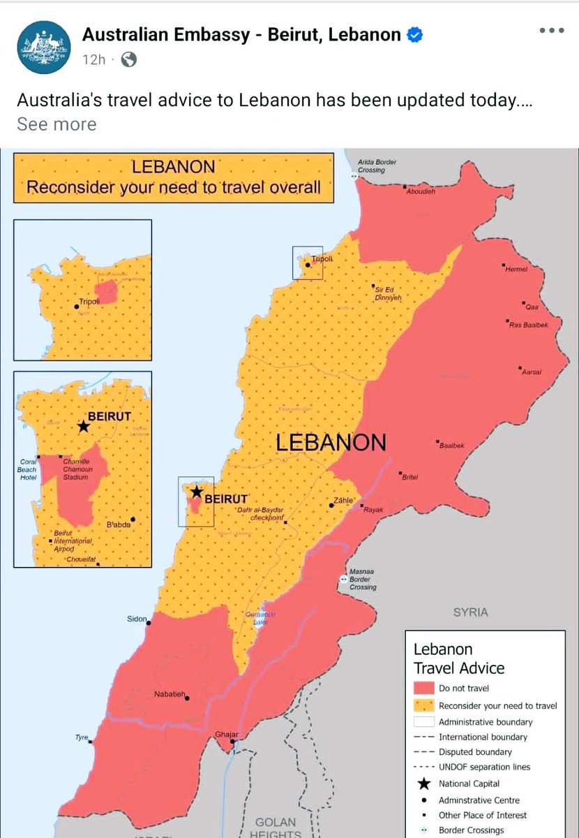 Australia’s travel advisory to Lebanon says more than it should, the map itself exposes the real plan for the country.
The areas marked in red are not random danger zones but the very heartlands of the resistance, where the community is rooted and unshakable.
The yellow zone,