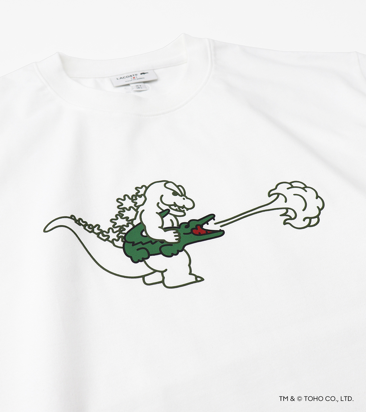 ラコステ x ゴジラ　ピカピカ Tシャツ LACOSTE GODZILLA ゴジラとラコステがコラボ！ ラコステワニとゴジラ、モスラ