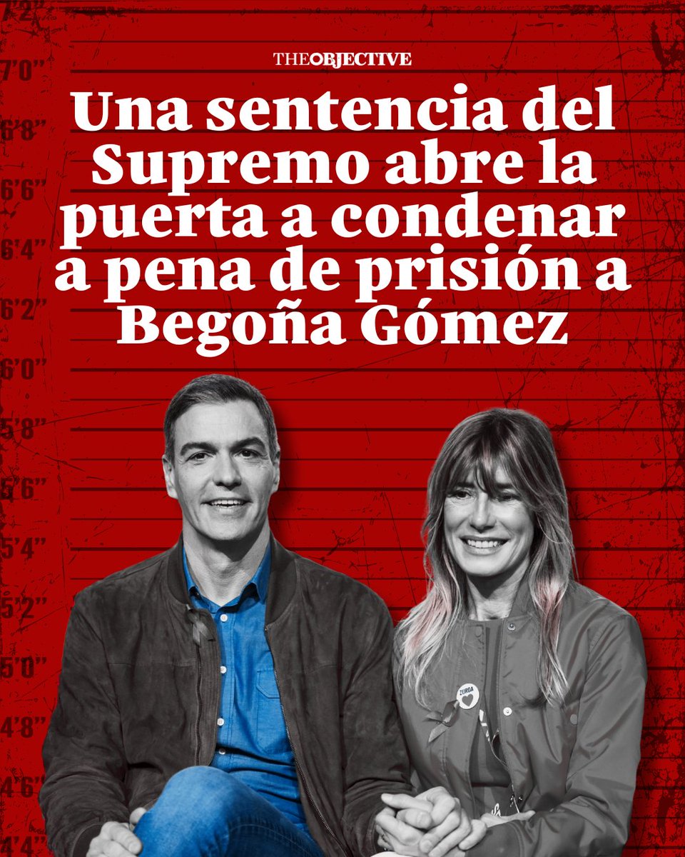 ‼️ Posible pena de prisión para Begoña Gómez. 

➡️ Accede a la noticia de portada de este jueves, aquí: theobjective.com/espana/tribuna…