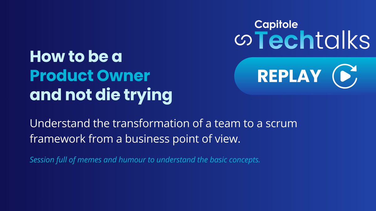 Capitole_Tech's tweet image. Product Owners, esta es para vosotros:
cómo afrontar la transición a Scrum, explicado desde negocio y con humor.
🎥 How to be a Product Owner (and not die trying)
▶ youtube.com/watch?v=OiwYXb…
#Scrum #ProductOwner #Agile #TechTalks #MethodsAndTrends