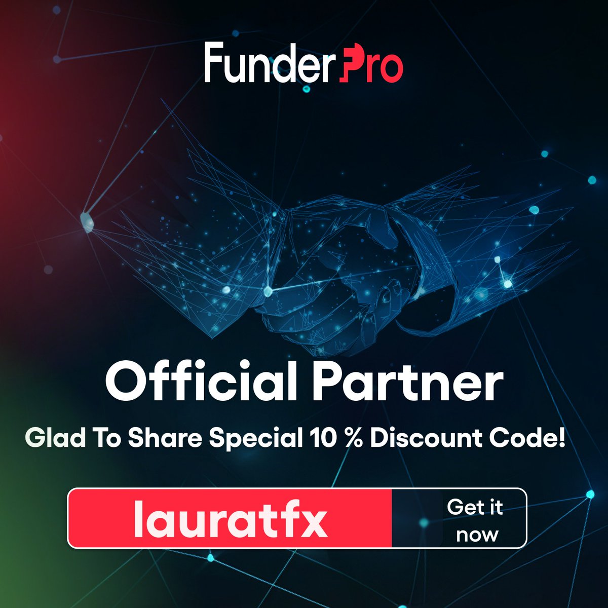 Hello fam good morning 🌞 🌆  
I am thrilled to announce  that I have partner with <a href="/FunderProfx/">FunderPro</a>

You can use code: "Lauratfx" for 10% discount of on any accounts of your choice 

Also don't forget, giveaway on the way 
Follow and turn on notifications