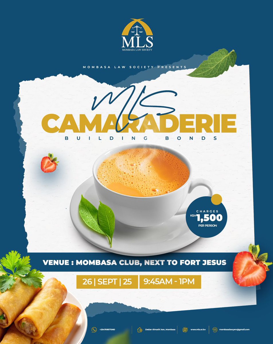 MLS Camaraderie ☕🥐  building bonds beyond the courtroom. Join us on 26th Sept at Mombasa Club for a morning of great company and conversations