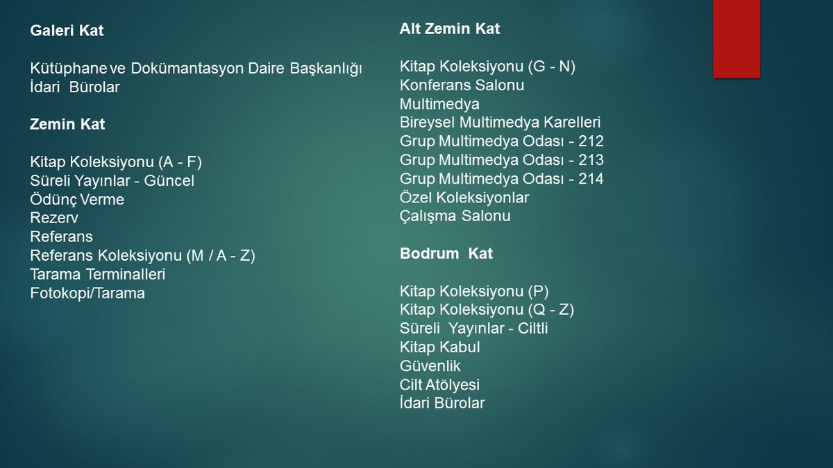 Bilgi Merkezi Yerleşim Planı