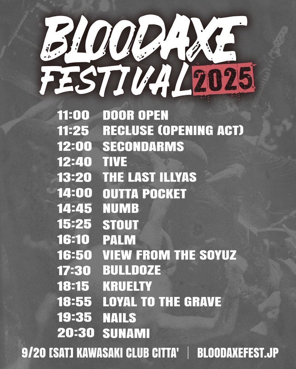 THE LAST ILLYAS (@thelastillyas) on Twitter photo 🔥今週末🔥
2025/9/20(sat)川崎CLUB CITTA'
<a href="/BloodaxeFest/">Bloodaxe Festival</a>
BLOODAXE FESTIVAL 2025
チケット取り置き
forms.gle/3jBpNGuxTEsBzY… 🔥今週末🔥
2025/9/20(sat)川崎CLUB CITTA'
<a href="/BloodaxeFest/">Bloodaxe Festival</a>
BLOODAXE FESTIVAL 2025
チケット取り置き
forms.gle/3jBpNGuxTEsBzY…
