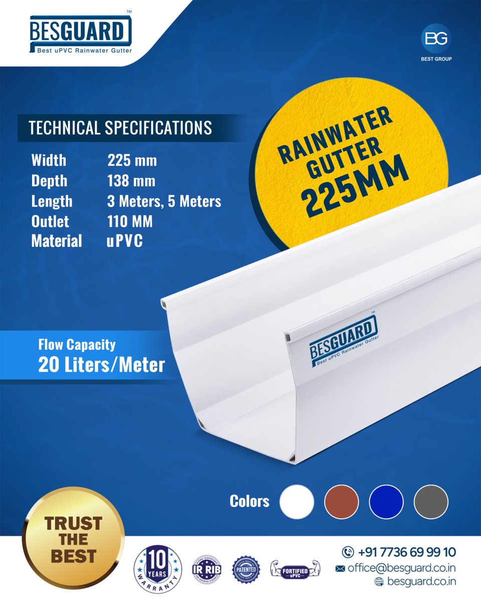 besguardin's tweet image. 🌧️💦 Rain or shine, we’ve got you covered!
BESGUARD 165mm &amp;amp; 225mm uPVC Gutters – built tough, made to last. 💪🏠

📞 +91 7736699910
📩 office@besguard.co.in
🌐 besguard.co.in
#Besguard #RainwaterGutter #uPVCGutters #HomeImprovement #RoofCare #RainProtection