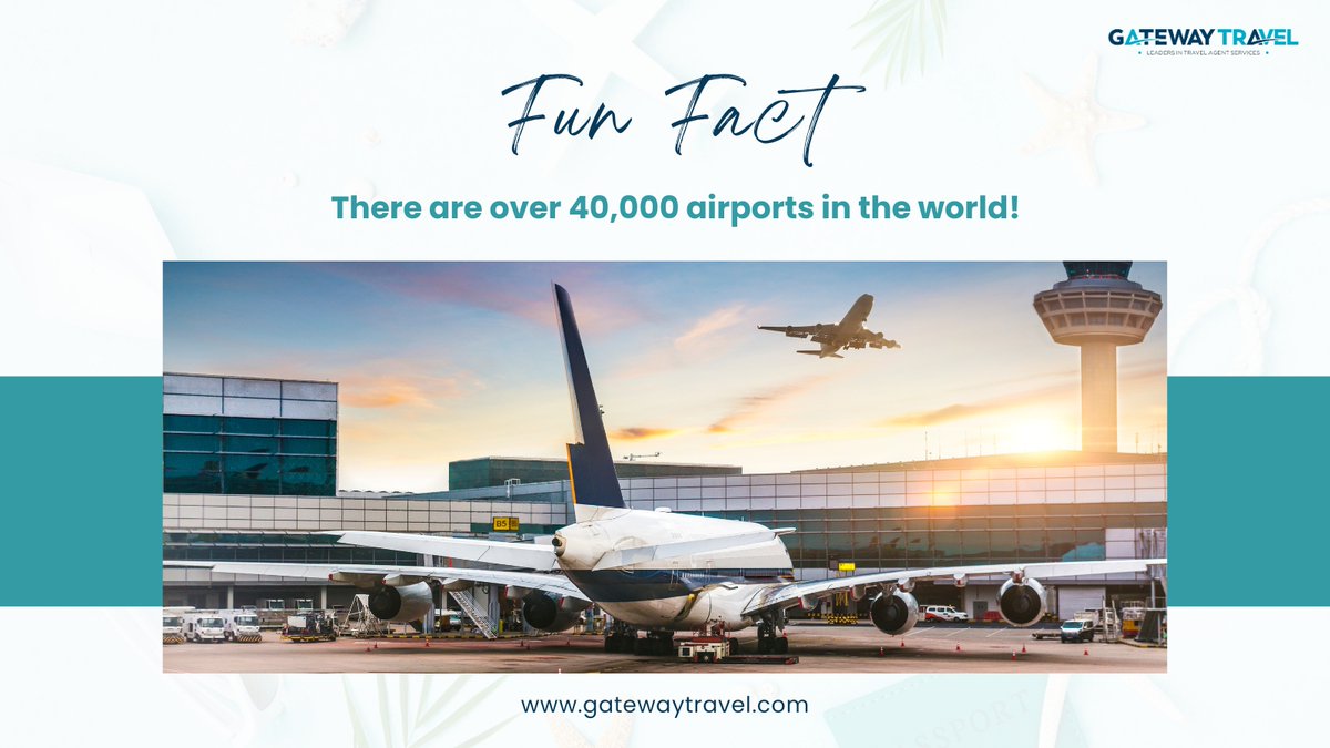 GatewayTravell's tweet image. ✈️ Fun Fact: There are over 40,000 airports in the world!

🚀 Learn how to navigate booking the best flights like a pro. Train with Gateway Travel.

#TravelFacts #FlightTips