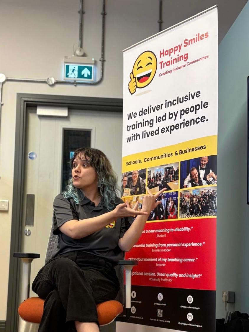 happysmilescic's tweet photo. Izzy, Haydn & Alex led a brilliant disability inclusion session for @CultureShift π
Feedback said: βOne of the best training exercises... light-hearted & informative.β
Lived experience drives change πͺ
https://t.co/SlXhxzjRBJ
#DisabilityInclusion #DisabledLed #DisabledPeople https://t.co/t4X3dJ2B5X