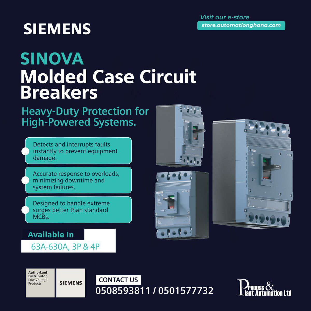 automationgh's tweet photo. Your power deserves a bodyguard. ⚡🔒
With Siemens SINOVA MCCBs, faults are stopped in their tracks — keeping systems safe & downtime low. Proudly distributed by Automation Ghana Group.
📞 050 859 3811 | 050 157 7732
🛒 https://t.co/eM9CK8xF0q
#AutomationGhana #Siemens #SINOVA https://t.co/2x0nvD7uDR