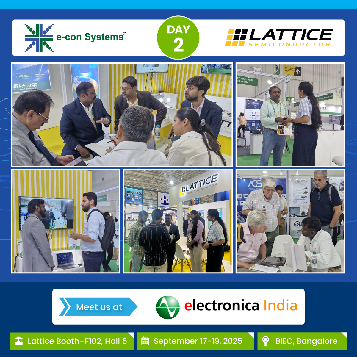 econsystems's tweet image. Day 2 at #ElectronicaIndia2025!

📍 Visit us at the Lattice booth

Live demos:
🔹 Holoscan Camera – Real-time AI-driven imaging on NVIDIA® platforms with Lattice FPGA integration
🔹 Cross Link NX33U – Compact multi-sensor UVC camera for laptops &amp;amp; embedded systems