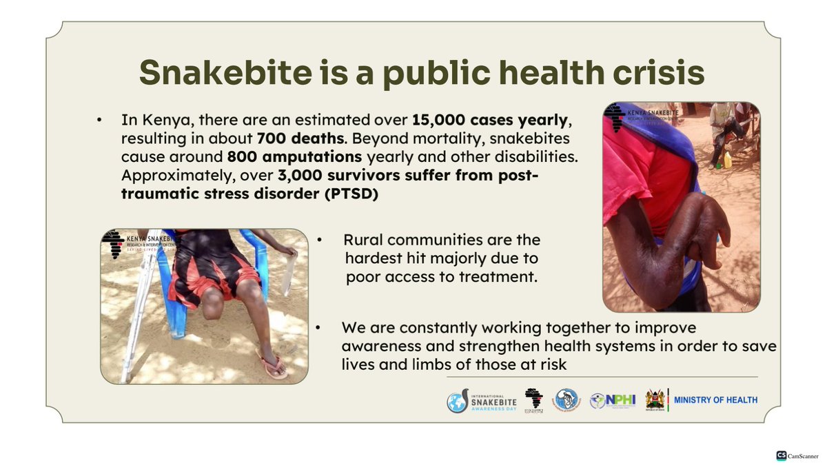 𝐒𝐧𝐚𝐤𝐞𝐛𝐢𝐭𝐞 𝐢𝐬 𝐚 𝐏𝐮𝐛𝐥𝐢𝐜 𝐇𝐞𝐚𝐥𝐭𝐡 𝐂𝐫𝐢𝐬𝐢𝐬
Snakebites claim 700 lives and cause 800 amputations yearly, urgent action is needed to protect vulnerable rural communities. We work to raise awareness and strengthen health systems to save lives and limbs.