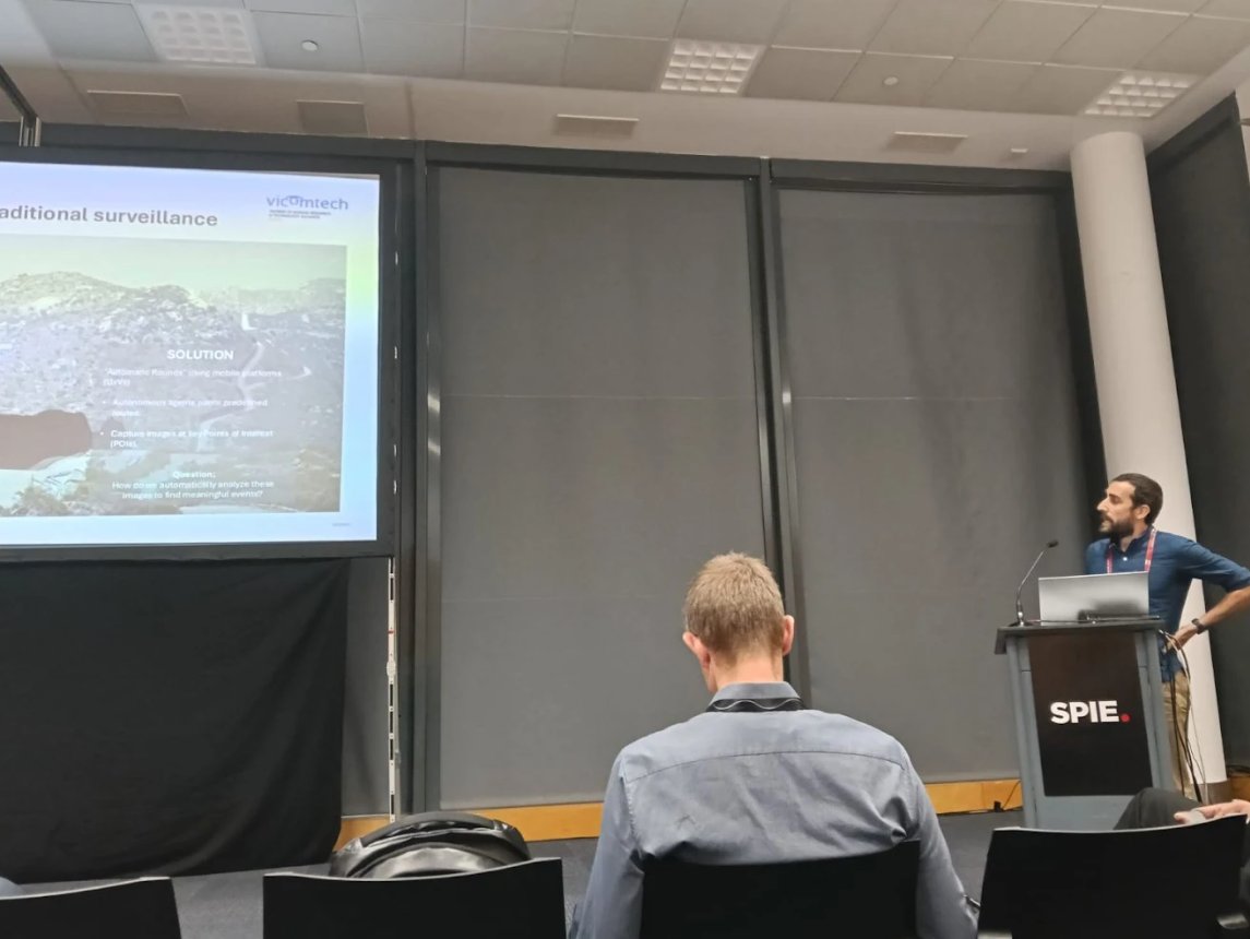Vicomtech's tweet image. 📢News from the forefront of security innovation! Alejandro Rituerto Sin, of Intelligent Security Video Analysis team, was at the #SPIE Security + Defence conference!🌍
He presented &quot;Mobile Vision Systems for Security: Automating Surveillance with Scene Change Detection&quot;