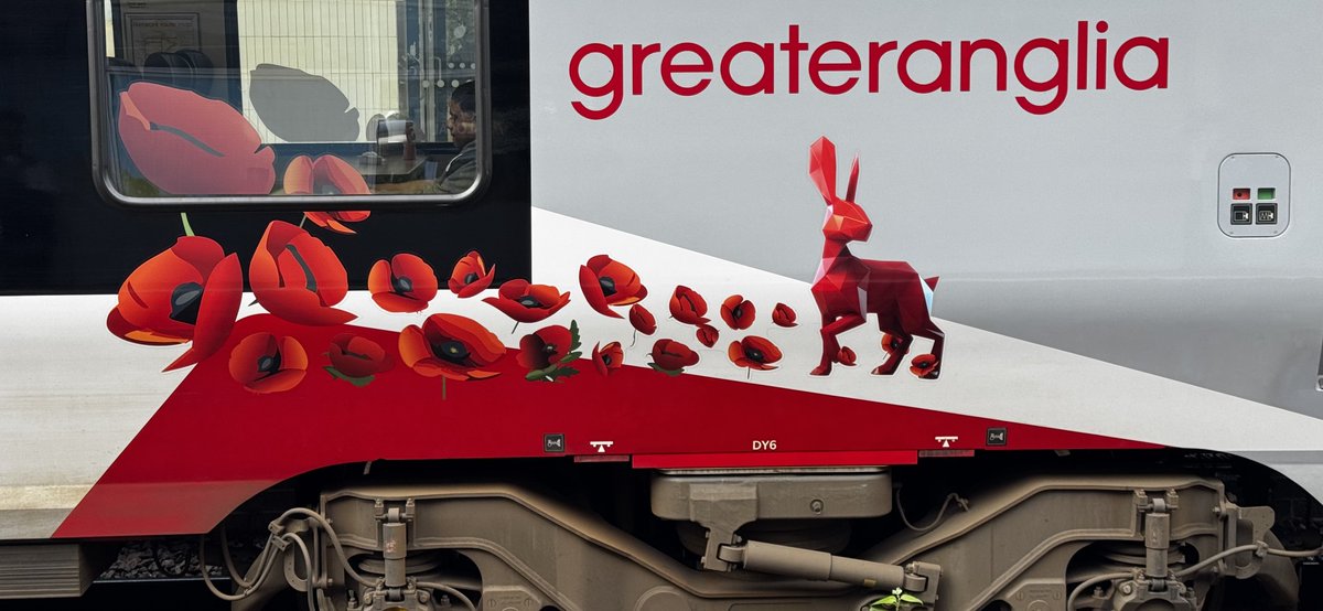 Percypotter49's tweet image. #class755 414 @ Peterborough with today’s 2L73 0950 Peterborough to Ipswich #lestweforget