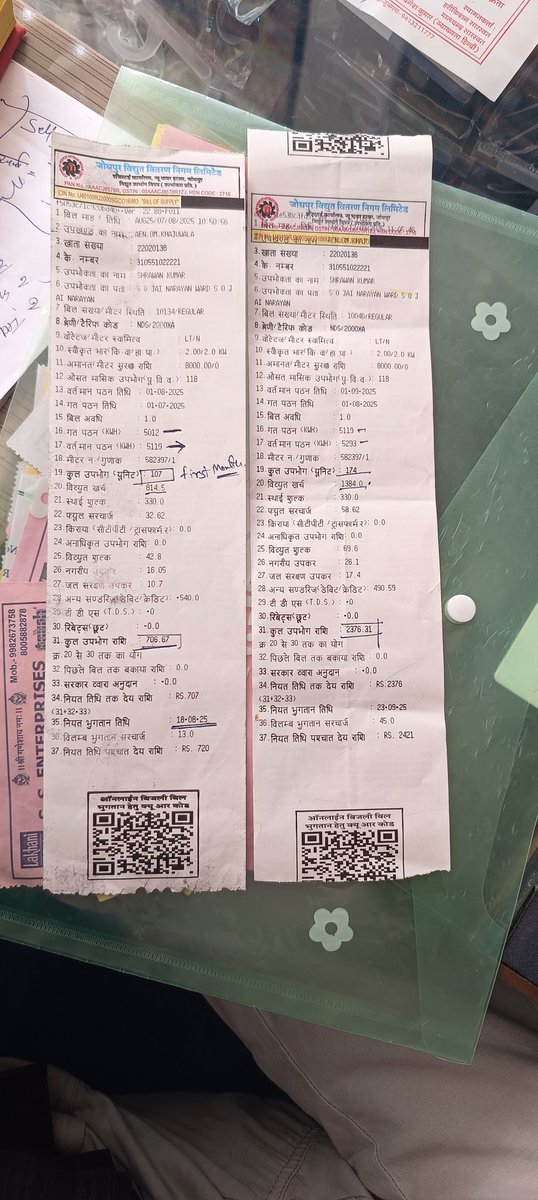 Bajrang__dhamu's tweet photo. इतना अंतर क्यों जब 107 यूनिट का 706.67 रुपए बिल आता है तो 174 यूनिट का बिल 2376.31 रुपए क्यों आ रहा है कृपया कारण बताओ और इस समस्या का समाधान करें जल्दी से जल्दी @ccc_jdvvnl @RajCMO #jodhpurdiscom #jdvvnl @BhajanlalBjp https://t.co/Kz93R3Su5C