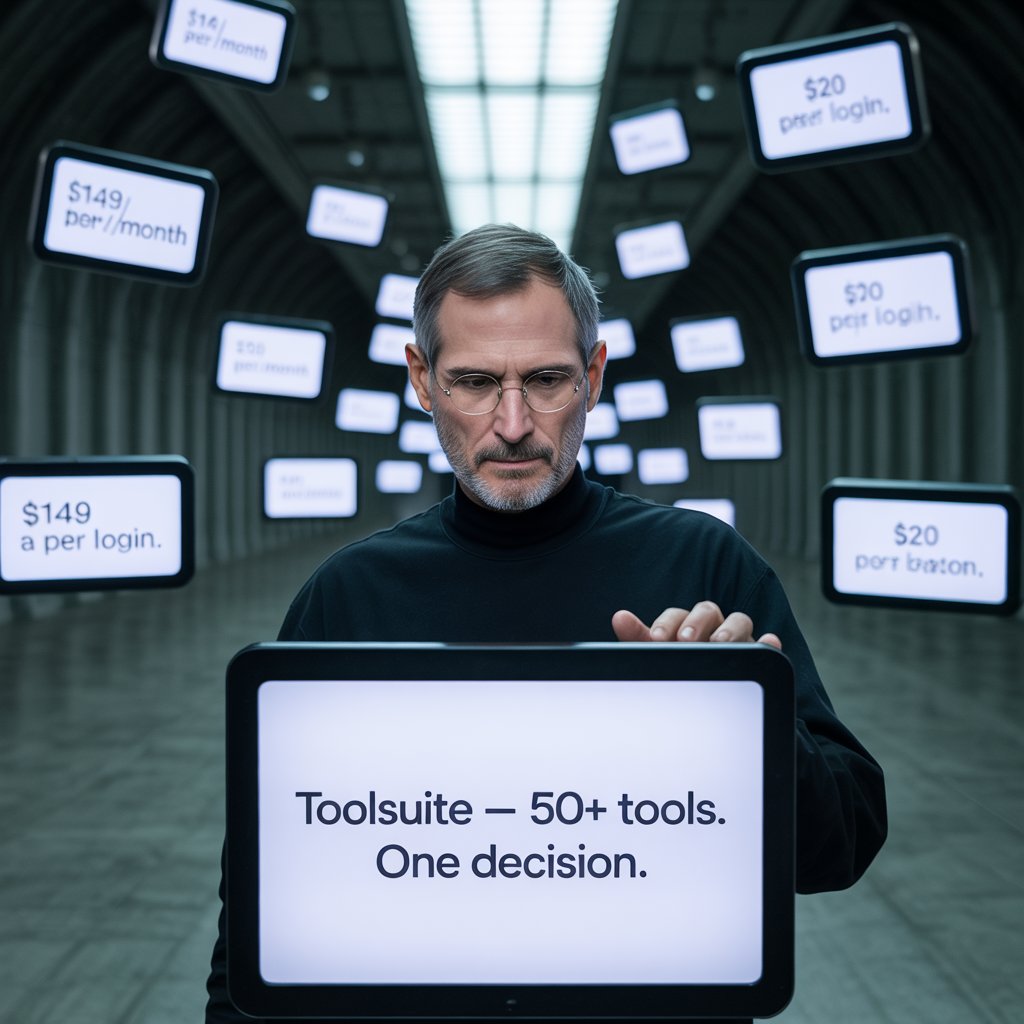 trytoolsuite's tweet image. He revolutionized how we use technology.
But even he wouldn’t pay $149 every month just to access one SaaS tool.

Most people don’t realize how quickly the subscriptions pile up.
$49 here. $99 there.
Before you know it — you’re paying $3,000+ a month just to “stay productive.”…