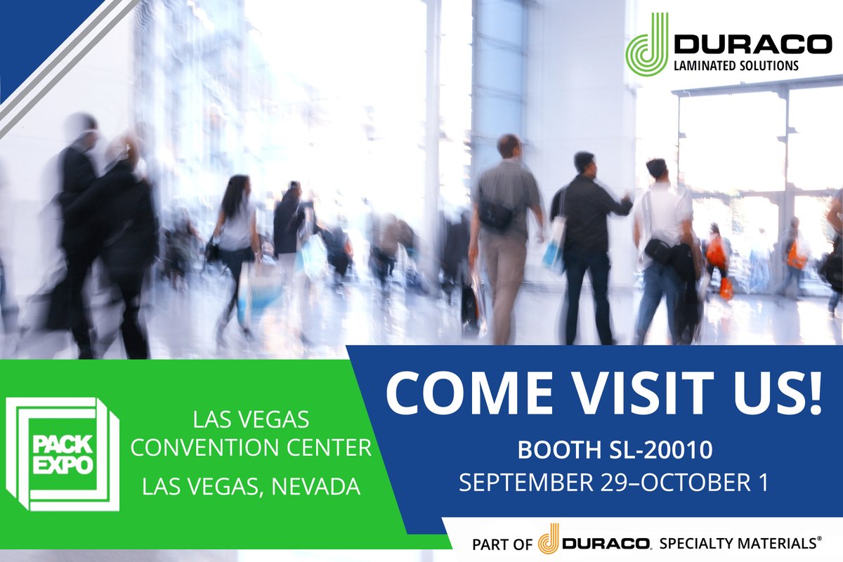 REGISTER FOR FREE USING OUR COMP CODE 80B28!

Pack Expo 2025 is less than two weeks away and we would love to see you there! Come visit us in the Las Vegas Convention Center at booth SL-20010.

Register by visiting: hubs.la/Q03JSX5_0

#DuracoSpecialtyMaterials