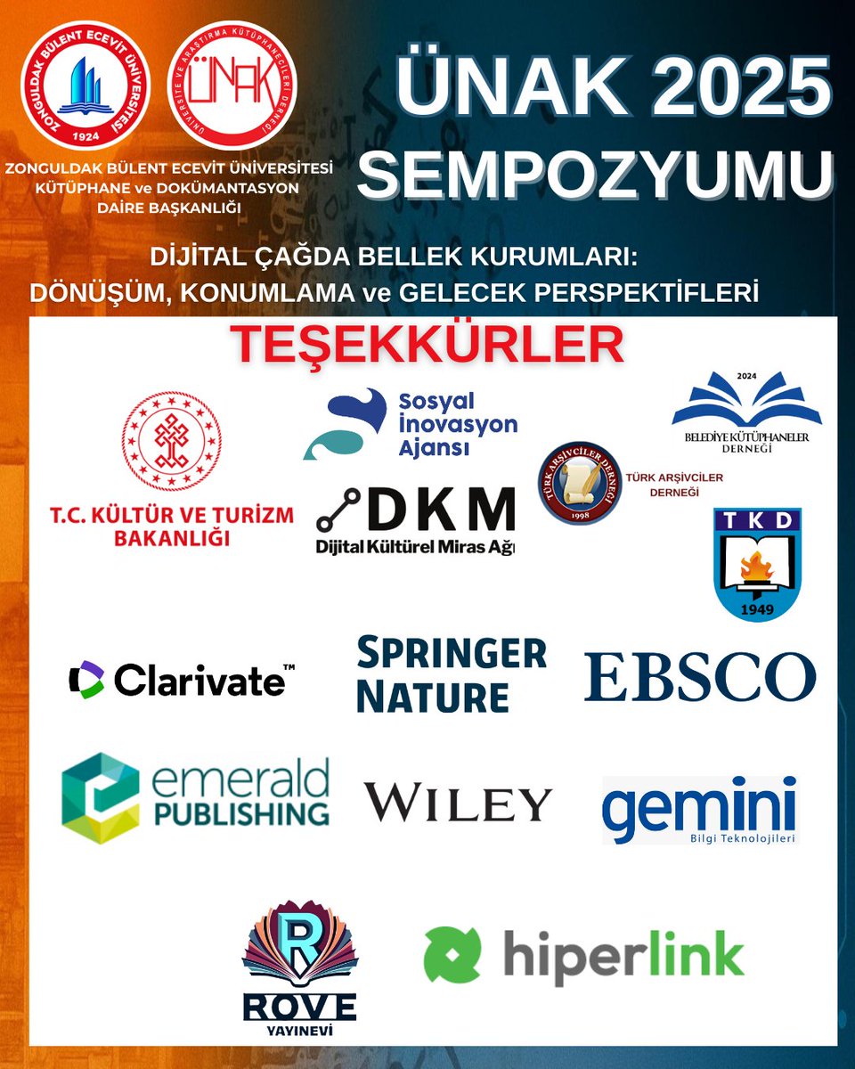 Değerli Meslektaşlarımız ve Paydaşlarımız,
11 – 12 Eylül 2025 tarihlerinde Zonguldak Bülent Ecevit Üniversitesi K.D.D Başkanlığı ev sahipliğinde  gerçekleştirilen ÜNAK 2025 Sempozyumu başarılı bir şekilde tamamlanmıştır.