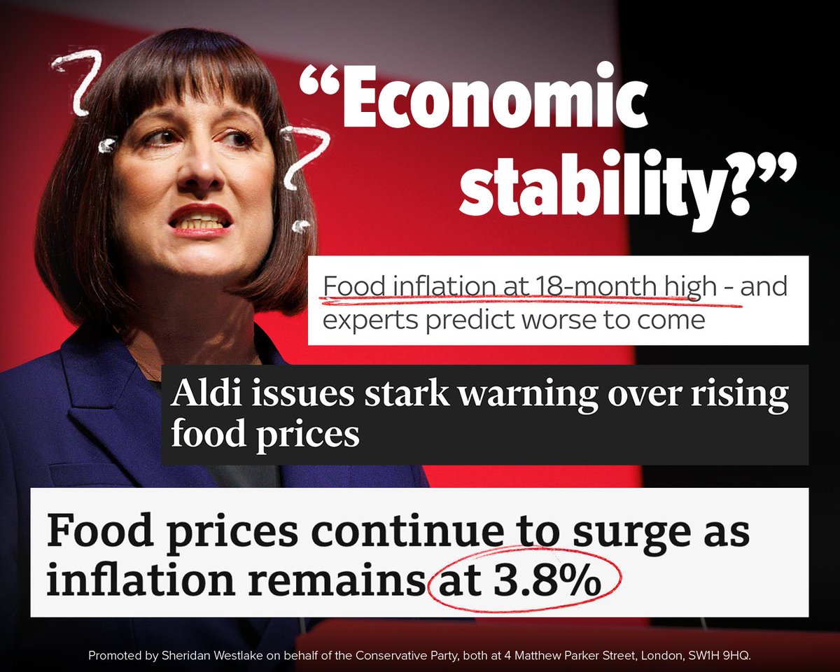 Inflation is double where it should be. 

Double where we left it.

Double what it is in Europe. 

All because of the damaging decisions Rachel Reeves has made.
