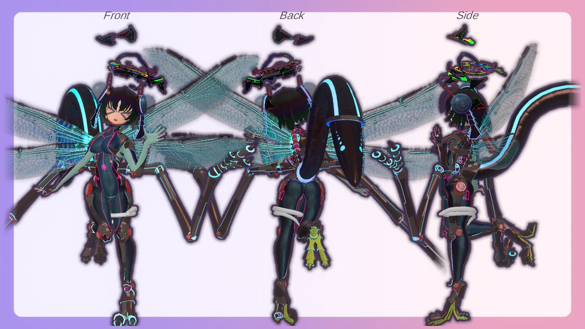 Overload0922's tweet photo. メインアバターの詳細図
1.基本状態
2.服off+尻尾展開
3.トンボの羽on
4.タコ足on https://t.co/WoGIPYw6Sz