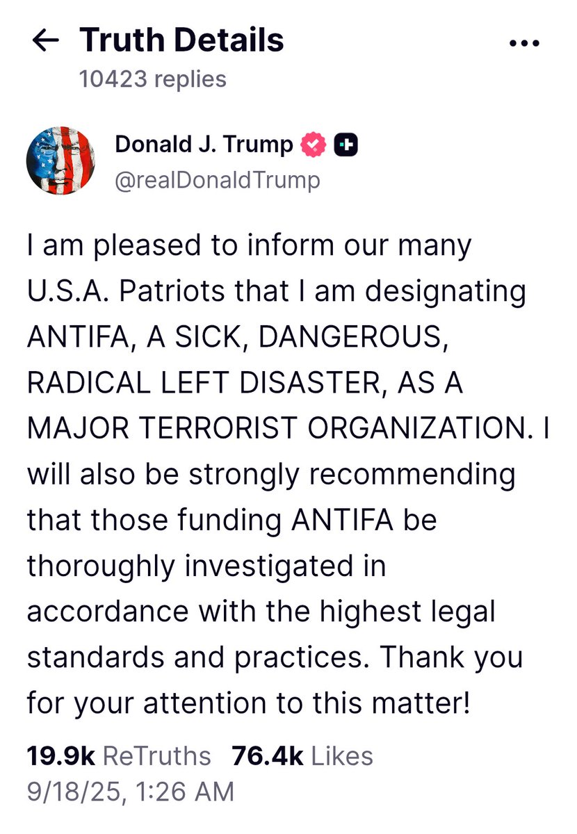 localnotail's tweet image. Just Donald Trump lying in bed in Windsor Castle at 1:26AM, designating Antifa (a group which doesn't exist) as a major terrorist organisation.

So now it's illegal to be anti-fascist in the USA.

#ThisIsAmerica