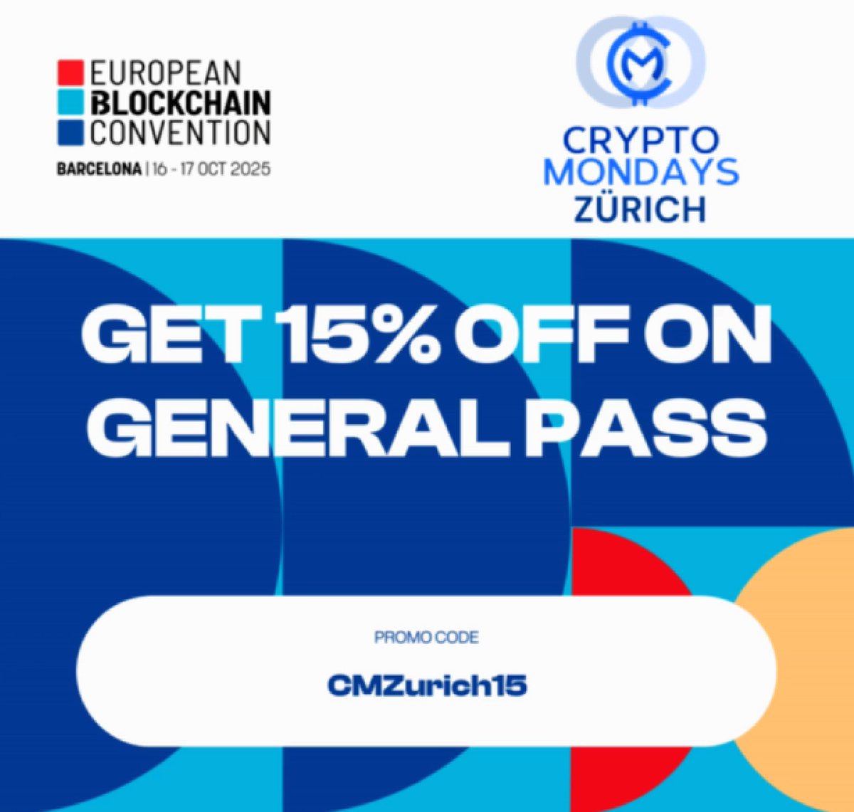 We’re excited to partner with <a href="/EBlockchainCon/">European Blockchain Convention</a>, Europe’s leading blockchain event, Oct 16–17 in Barcelona! 🇪🇸

Join 6,000+ attendees, 300+ speakers, and 10,000+ connections to shape #Web3’s future.

Use code CMZurich15 for exclusive ticket savings: tickettailor.com/events/europea…