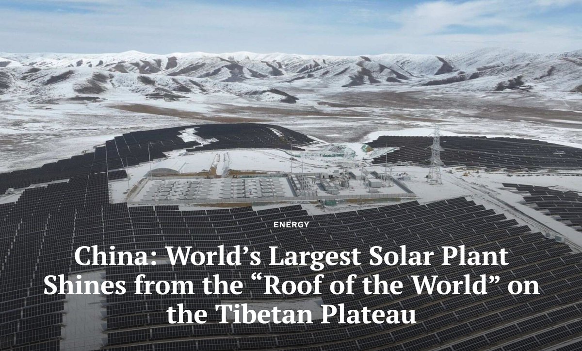 🚨China is building a solar farm to "cover an area similar to the city of Chicago"

It will be 4,000 meters high in the Tibetan Plateau and provide electricity for five million homes.

noticiasambientales.com/energy/china-w…