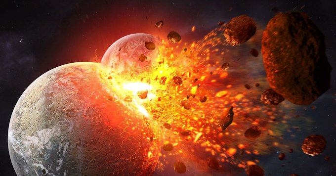 SustainHistory's tweet image. A #PlanetCollision Could Have 
Allowed for #LifeOnEarth:

Analysis by researchers at the University of Bern @unibern suggests that #Water and other volatile compounds,

arrived on Earth from #OuterSpace—specifically via a collision with a Mars-sized planet billions of years ago.