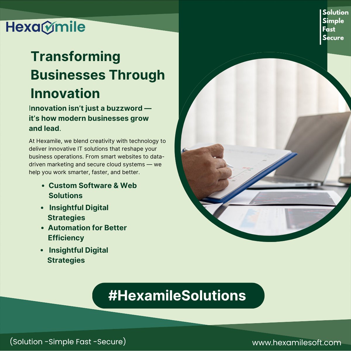 Hexamilesoft's tweet image. Transforming Businesses through Innovation. We blend creativity with technology to deliver innovative IT solutions.
#SoftwareEngineering #websolution #digital #automation #strategies #developers #development #soft #secure #simple #fast #hexamilesoft