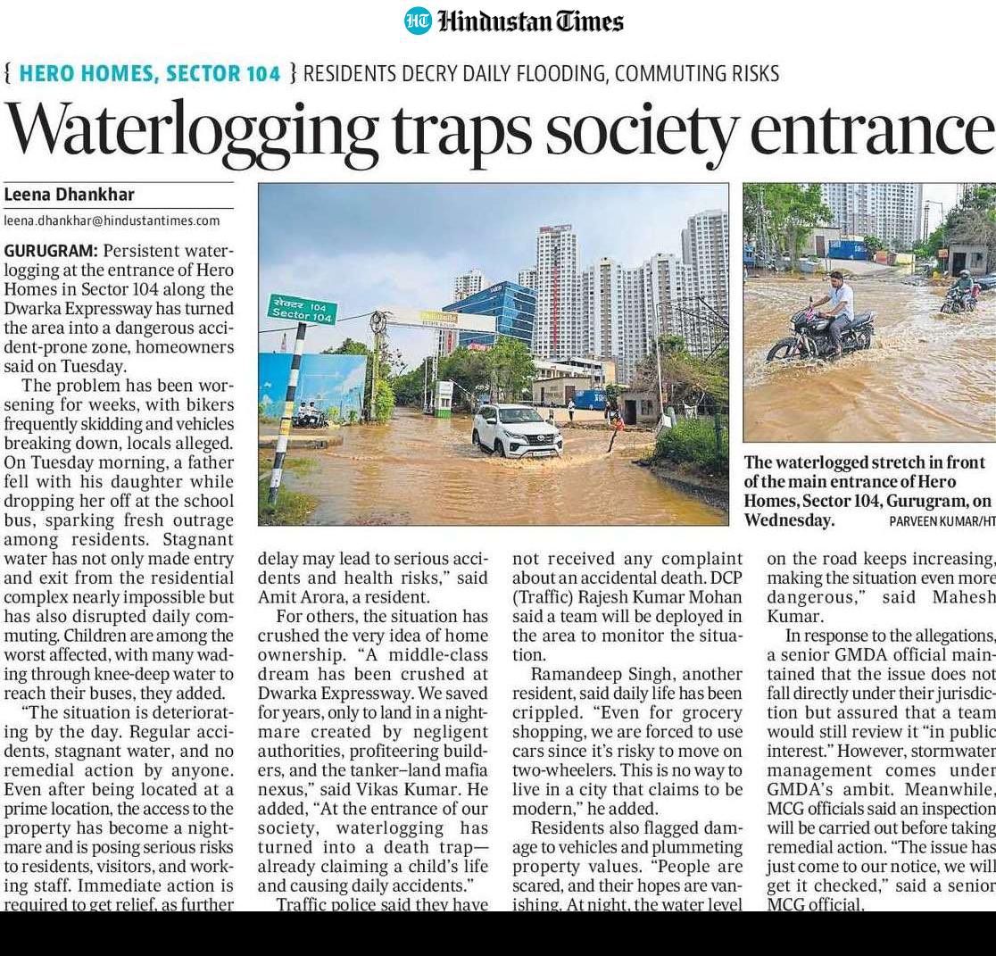Gangadd's tweet photo. @MeraGurgaonNews @gurgaon_live @OfficialGMDC Can GMDC take cognisance of this health hazard in the upmarket sector 104 and take some action other than just saying they will look into it ? Residents have made a formal complaint. https://t.co/HmH0hdEdvu