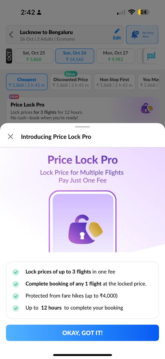 theprogrammerin's tweet image. Example of a very very bad UX, this pop up shows up everytime you search for a flight on @makemytrip
I have noticed that increasingly poor ux lately across multiple products. UI has improved but UX sucks