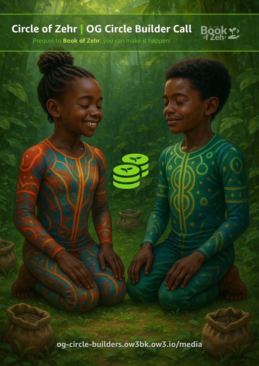 #OGCircleBuilders
The Zehr utility token is sprooting alpha rays for 
og-circle-builders.ow3bk.ow3.io/media

REWARDS:
OW3-Passport NFT 3.15 SOL
3D-Play VR 18 quadrillion locations
Your avatar in the prequel to BookOfZehr.ow3bk.ow3.io
👁️Birth of network-state

Read|Register|BuyZehr|ClaimRewards