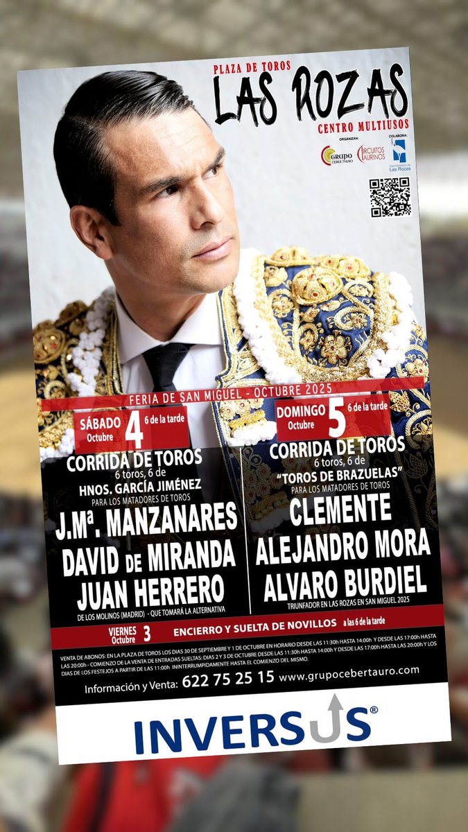 Compra tus entradas on line para #lasrozas pinchando aquí 👇🏼

bacantix.com/Entradas/Defau…

<a href="/zunigatoros/">Carlos Zúñiga</a> <a href="/GrupoCeberTauro/">Grupo Ceber Tauro</a> <a href="/Ayto_Las_Rozas/">Ayuntamiento de Las Rozas</a> <a href="/JMManzanares/">JM Manzanares</a>