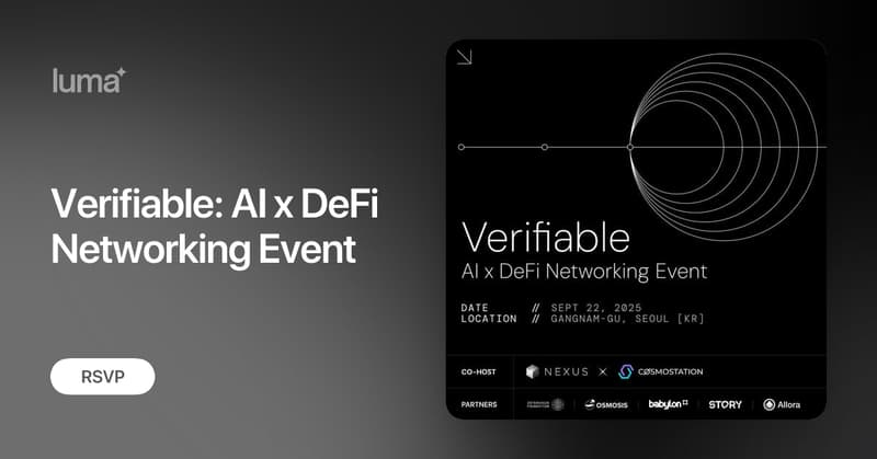 On Sep 22, <a href="/CosmostationVD/">Cosmostation</a> x <a href="/NexusLabs/">Nexus</a> are co-hosting Verifiable at Korea Blockchain Week! 🇰🇷

Two tracks, deep insights:
🔹AI – Scaling Intelligence on Web3
🔹DeFi – Lessons, Strategies, Opportunities

Featuring speakers from <a href="/babylonlabs_io/">Babylon</a>, <a href="/AlloraNetwork/">Allora</a>, <a href="/StoryProtocol/">Story</a>,