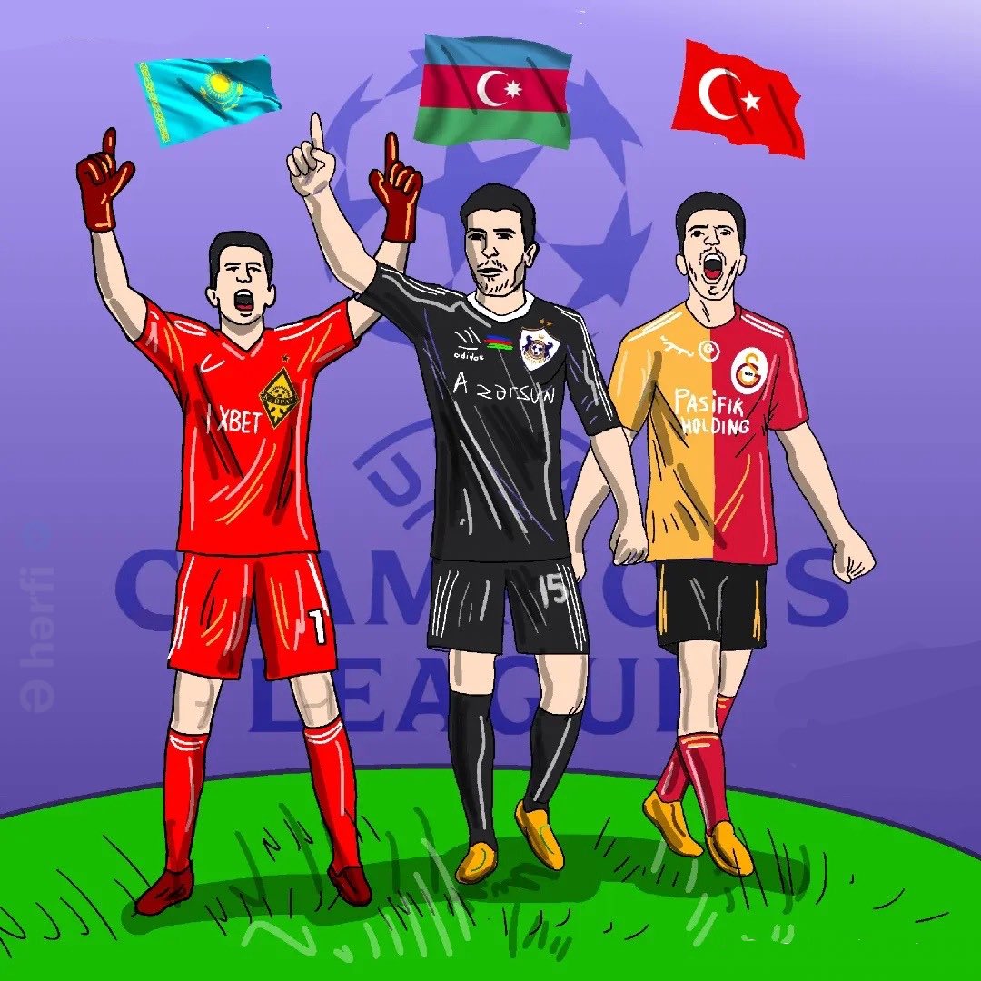 terseharf's tweet photo. Qarabağ’ın ardından bugün digər iki Türk takımı Galatasaray ve Kairat da Şampiyonlar ligində ilk maçına çıxacaq.

Başarılar qardaşlar, üst sıralarda sizi gözləyirik yanımıza gəlin 🇦🇿🇹🇷🇰🇿

#UCL #SGEvGS #SCPFCK https://t.co/wq2qZYcmFU