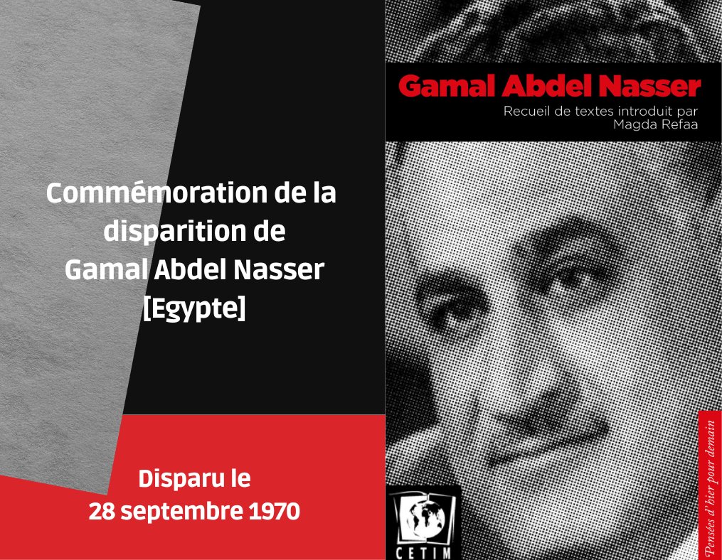 🇪🇬 Gamal Abdel Nasser est l'un des principaux acteurs de la Conférence de Bandung (🇮🇩 Indonésie) à l’origine du Mouvement des non-alignés, une force indéniable de lutte ✊ contre l'impérialisme.
📕 A lire cetim.ch/product/gamal-…

#Egypt #maghreb #LeCaire #nawalelsaadawi