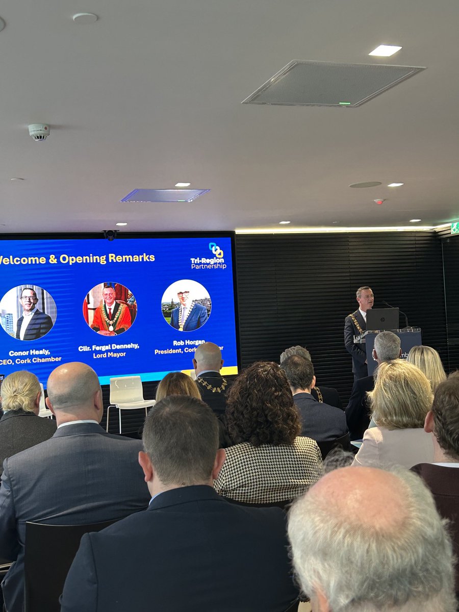 Delighted to be at the tri-region partnership between Cork, Dublin &amp; Belfast hosted by ⁦<a href="/CorkChamber/">Cork Chamber</a>⁩ with our friends in ⁦<a href="/BelfastChamber/">Belfast Chamber</a>⁩ and ⁦<a href="/DubCham/">Dublin Chamber</a>⁩