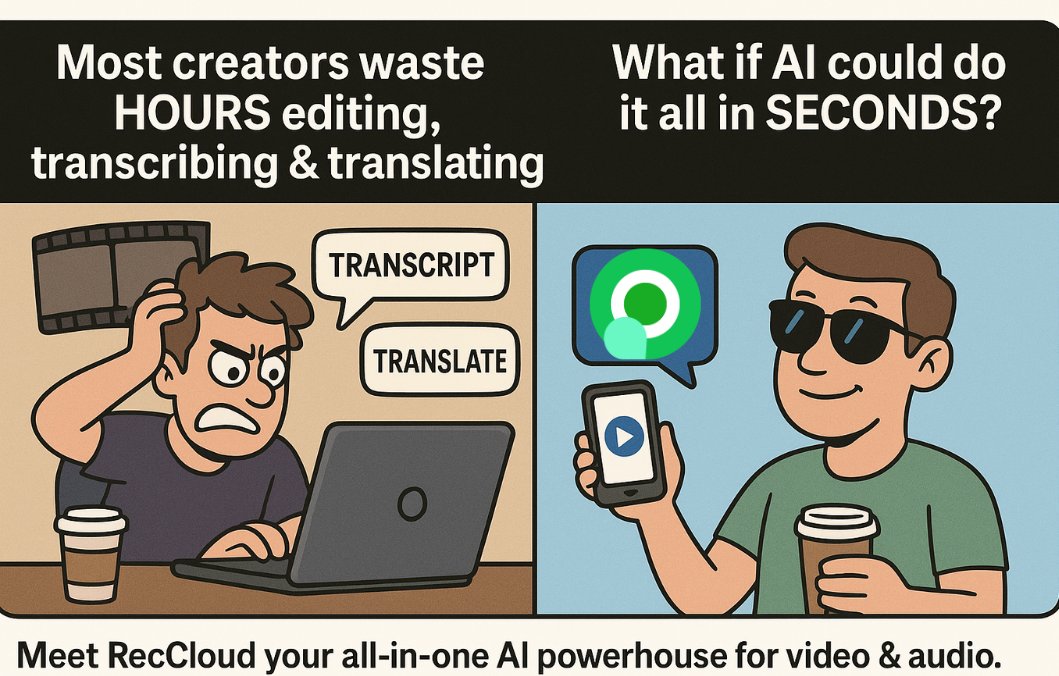 riyazmd774's tweet image. Most creators waste HOURS editing, transcribing &amp;amp; translating videos.

What if AI could do it all in SECONDS?

Meet RecCloud your all-in-one AI powerhouse for video &amp;amp; audio.

A thread 🧵👇