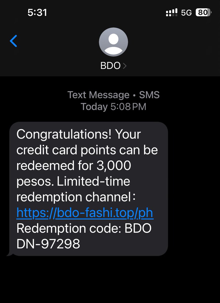 Scammers are getting sophisticated. Am sure this text message is not from a real BDO, as I do not have any BDO account.