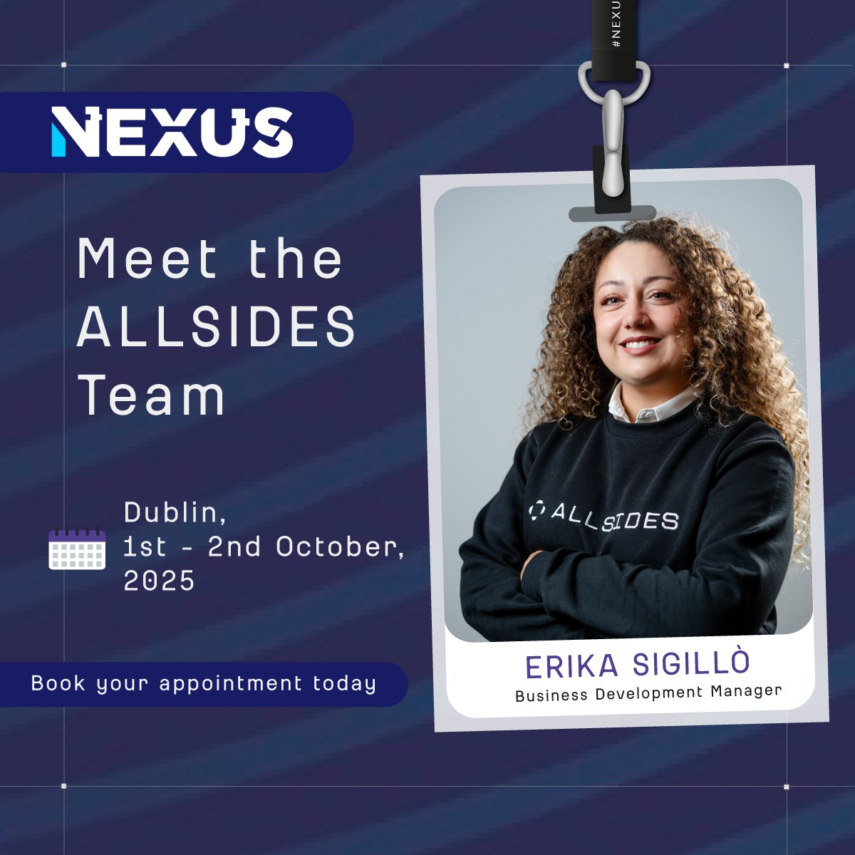 Heading to #NEXUS – The Irish Games Summit this October! 🎮 Meet our colleague Erika Sigilo to discover ALLSIDES’ 3D scanning tech transforming games, sims &amp; virtual worlds. 

#3Dscanning #3Dtech #digitaltwins