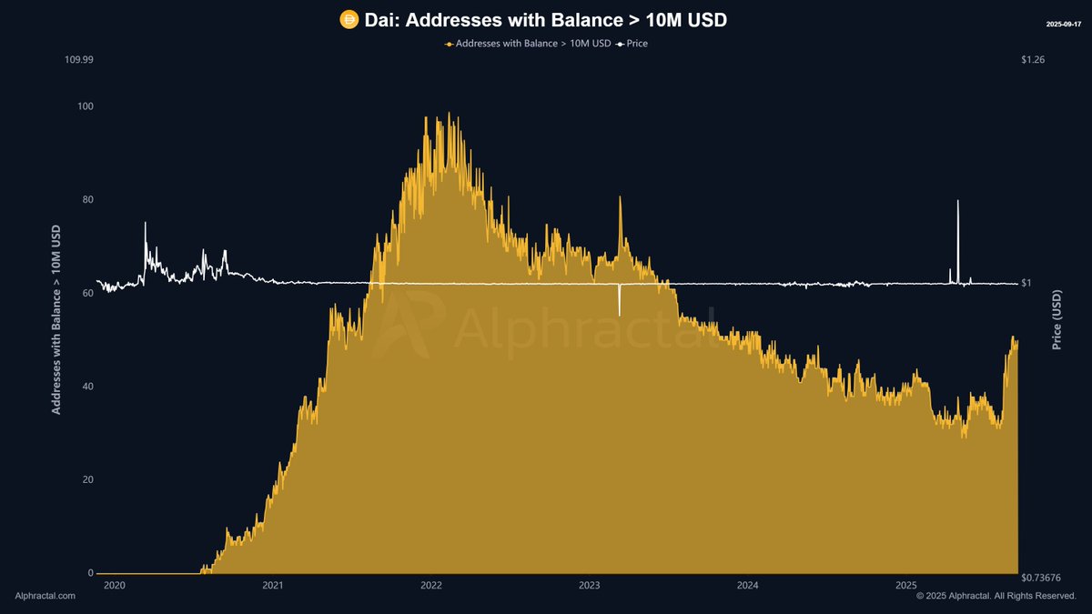 🐳 Stablecoin cinsinden 10 milyon dolardan fazla bakiyesi olan cüzdanların sayısı, tarihindeki en yüksek seviyeye ulaştı!

📈 Bu durum, “stablecoin balinalarının” yani çok büyük yatırımcıların sayısının hızla arttığını gösteriyor ve bu büyük sermayenin ileride Bitcoin gibi