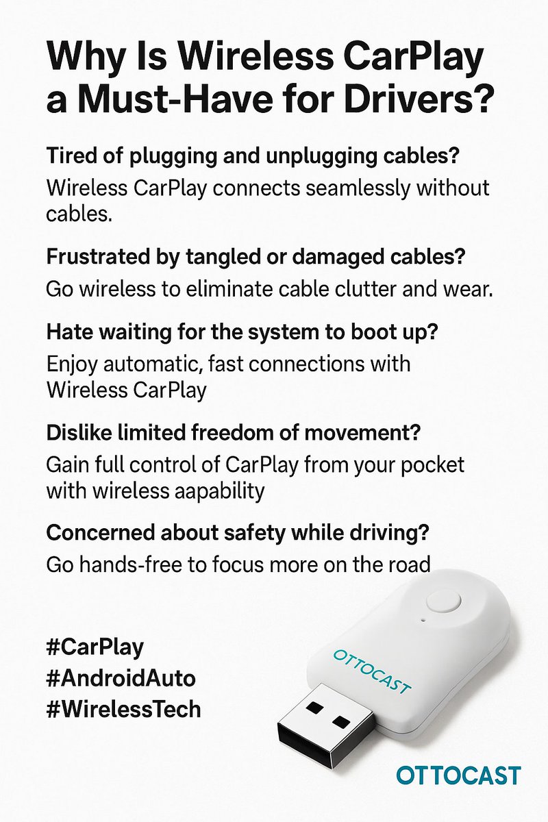 🚗 Why is Wireless CarPlay a must-have for every driver? #Carplay #AndroidAuto #WirelessTech