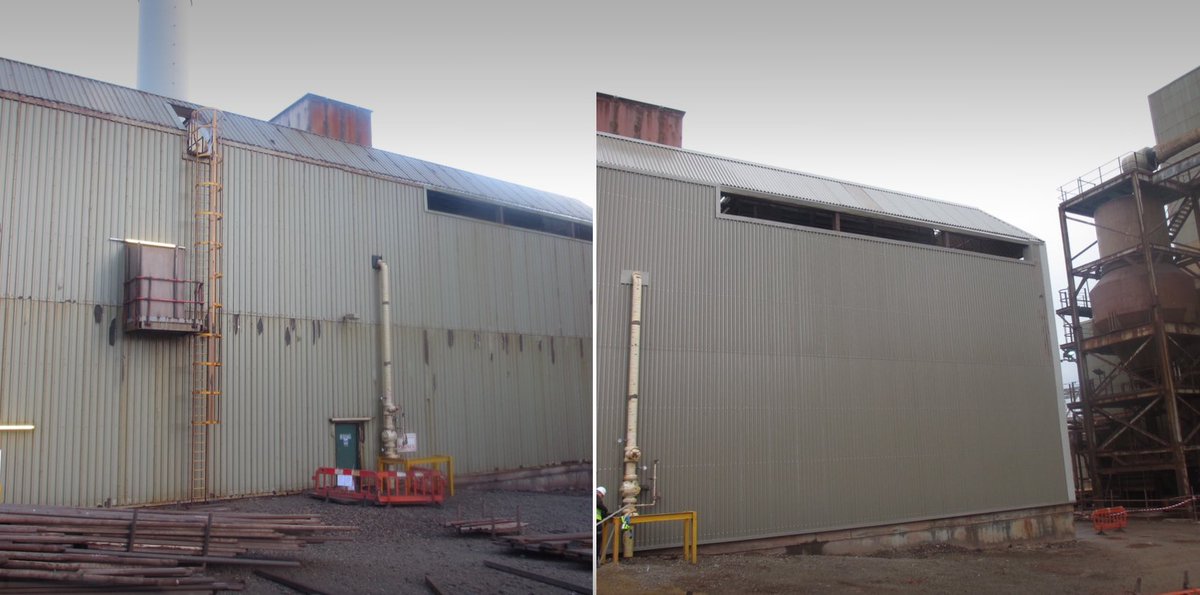 Midas_Cladding's tweet image. Throwback before & after of project we completed for Dalkia to supply and install A7 Profile GRP rooflights in the Boulby Grey colour, inclusive of a galvanised ash grid system, in order to protect the existing power house south wall from further weathering and damage
#Cladding