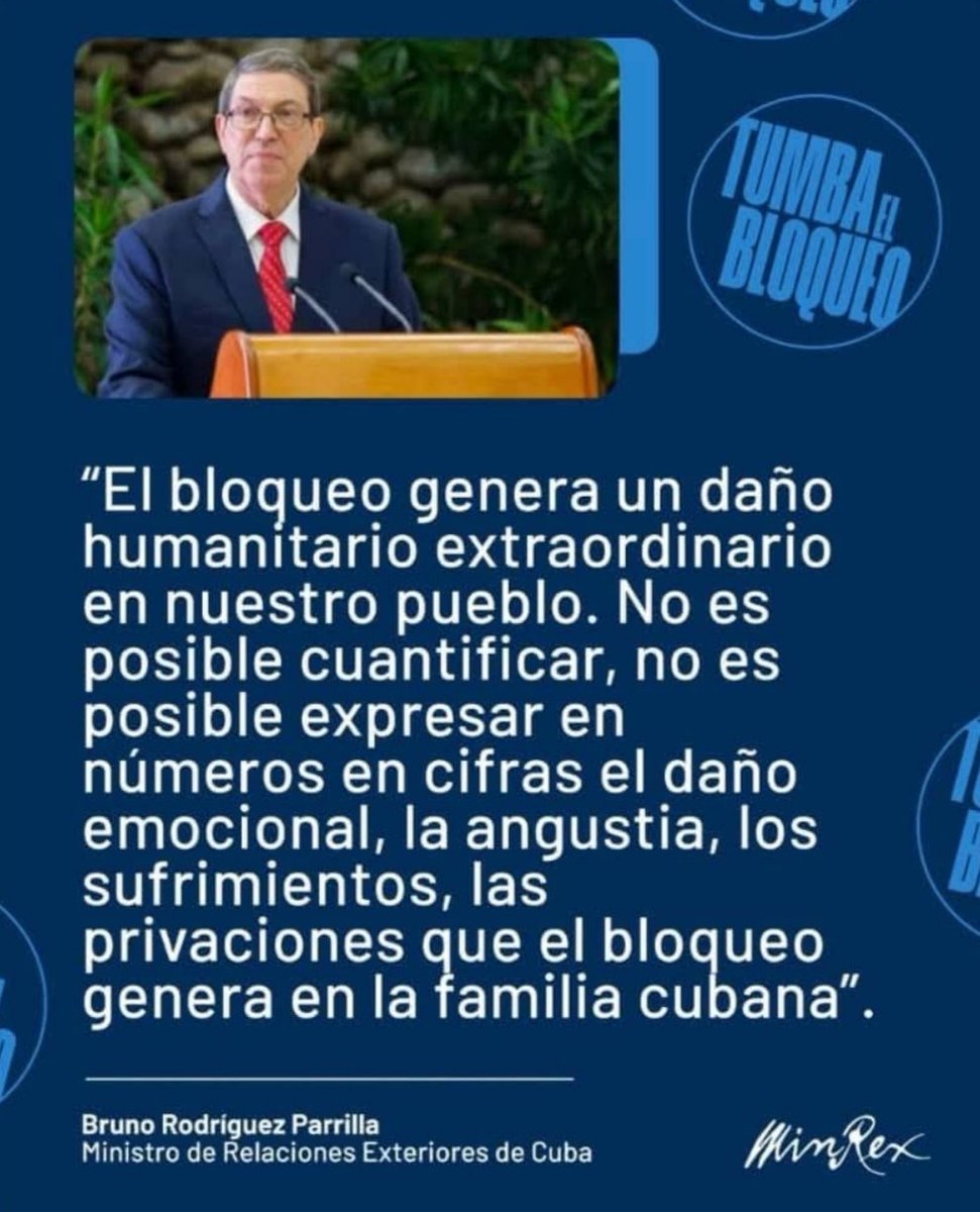 Un genocidio declarado.
El bloqueo contra Cuba continúa siendo el sistema de medidas coercitivas unilaterales más abarcador, complejo y prolongado que se haya impuesto contra ningún país en la historia. 
#TumbaElBloqueo 
#DeZurdaTeam