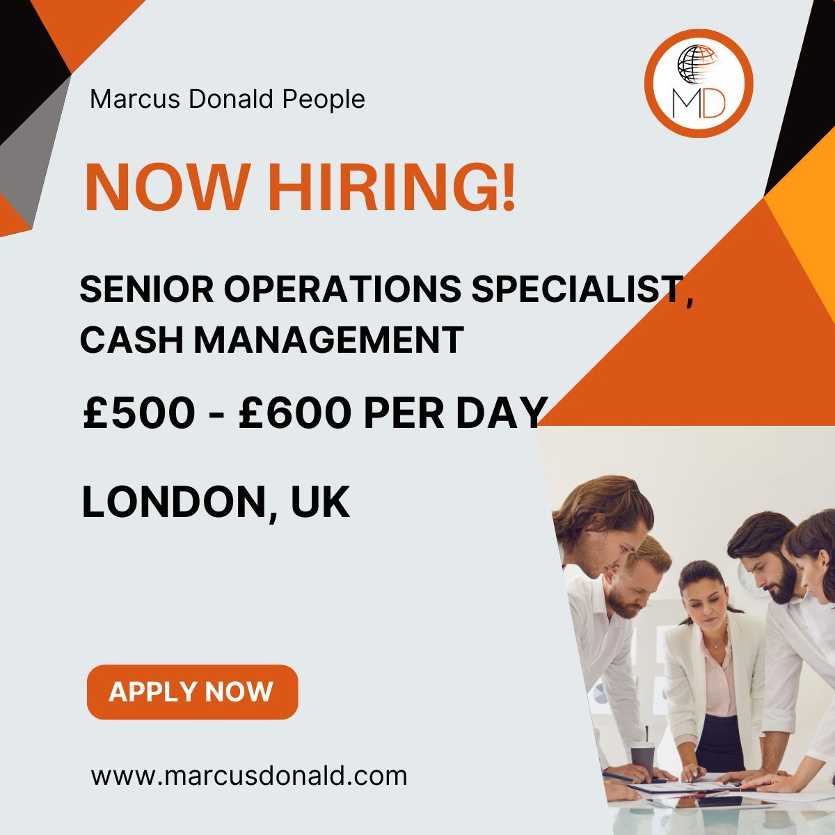 JOB ALERT! 
We are working with a leading bank seeking a Senior Operations Specialist (Cash Management) for a hybrid 12-month+ contract (inside IR35) with strong potential to go permanent.

MORE INFO : marcusdonald.com/job/57842524/  Contact Alison Calder with your CV to apply.