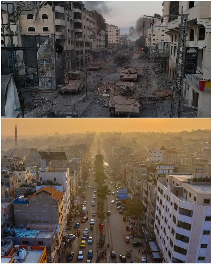 An aerial photo of Al-Jalaa Street, one of the main streets in Gaza City.
#GazaGenocide