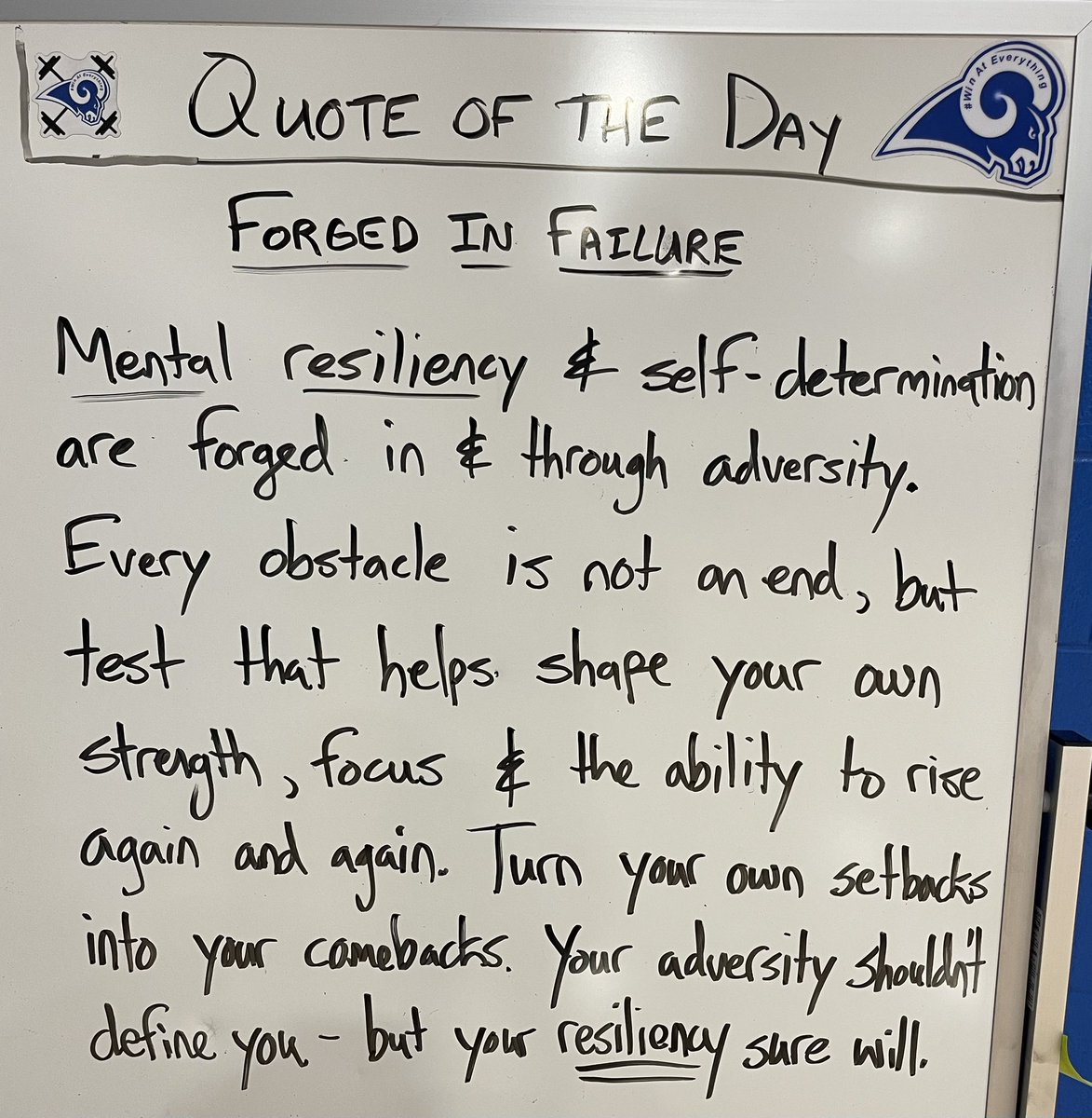 Your adversity shouldn’t define you - but your resiliency always will. All the very best have been forged in failure