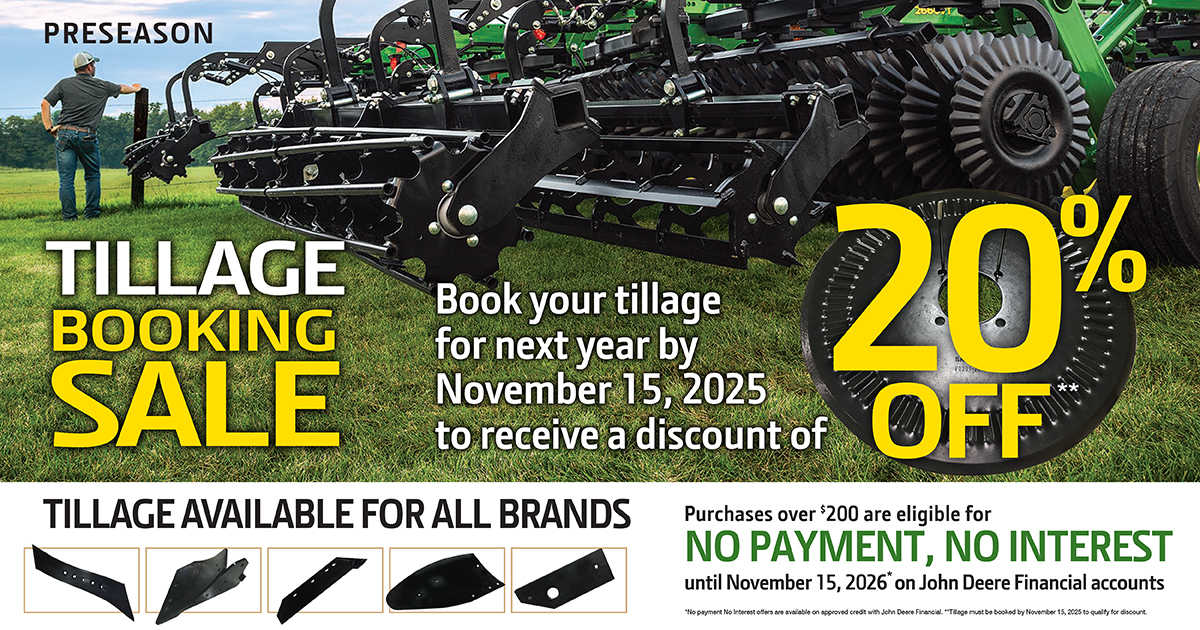 🌱 Plan Ahead &amp; Save Big! 🌱
Green Diamond Equipment's Early Order Tillage Program is ON now through November 15, 2025!
✅ Book your tillage parts for 2026
💰 SAVE 20% when you order early
📍 Visit in-store or contact the parts department to learn more! green-diamond.ca