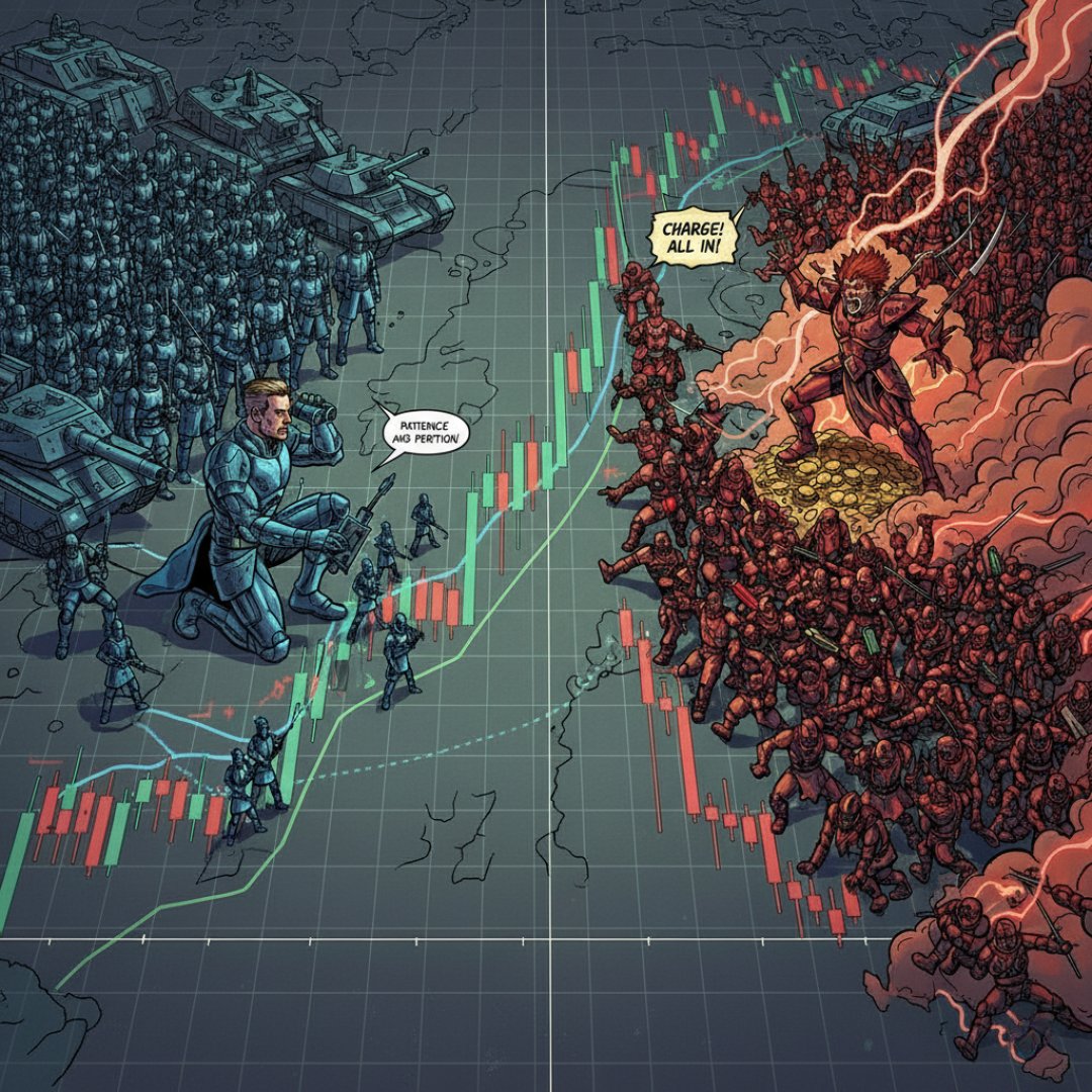 JafarianNavid's tweet photo. 123 Quick Learn Trading Tips - Tip #8
WHERE and WHEN or WHAT size? Build an Empire?

In the war of trading, many soldiers focus only on scouting the perfect battlefield. They spend all their energy finding the perfect place ('where') and the perfect moment ('when') to launch an attack on the market. 
They believe a flawless entry point is the key to victory. 🧠

However, winning a single skirmish doesn't mean you will win the entire war. A wise general knows that long-term victory depends less on one heroic charge and more on managing the army. Your capital is your army. The secret to winning the war is not just knowing where to fight, but knowing how many troops to risk in each battle.

Committing too many soldiers—using a position size that is too large—to a single fight can lead to a devastating loss that ends your entire campaign. But by deploying your troops wisely, you ensure that no single loss can ever wipe you out. This allows your army to survive and live to fight another day. This is how you conquer.

"To be successful in the world of trading, it is important where and when we enter, but to remain successful, what's important is what size we enter with." 
- Navid Jafarian

Why did the overconfident general lose the market war? For every battle, he knew the perfect location to attack, but his only strategy for troop size was "ALL IN!" 😂

Command your capital like a master strategist, and you won't just win trades, you'll build an empire.🏰

Look forward to our next tip!

https://t.co/uMtWW1mN7o
https://t.co/iYh7HOprGN
https://t.co/P42IcT2gj7