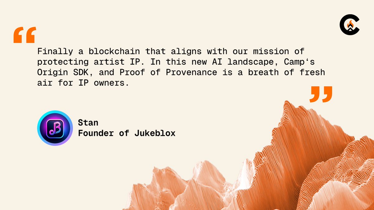 We asked <a href="/JukebloxDapp/">Jukeblox</a> why they’re building on Camp:

“Finally a blockchain that aligns with our mission of protecting artist IP. In this new AI landscape, Camp Origin SDK and Proof of Provenance is a breath of fresh air for IP owners.”

What do you like most about Jukeblox?